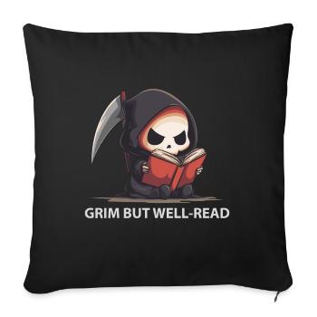 Reading Reaper – Humour noir mignon - Housse de coussin décorative 45 x 45 cm - noir - Devant