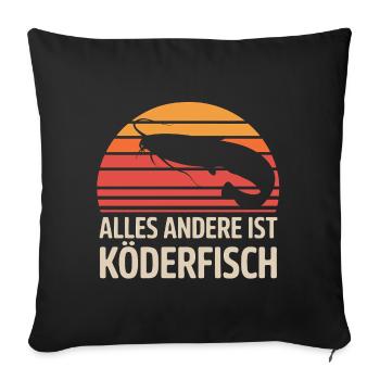 Pêcheur au poisson-chat – Tout le reste est un poisson-appât - Housse de coussin décorative 45 x 45 cm - noir - Devant