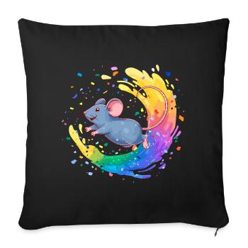 Colorful mouse in a swirl of color - Sofa pillowcase 17,3'' x 17,3'' (45 x 45 cm) - black - Front