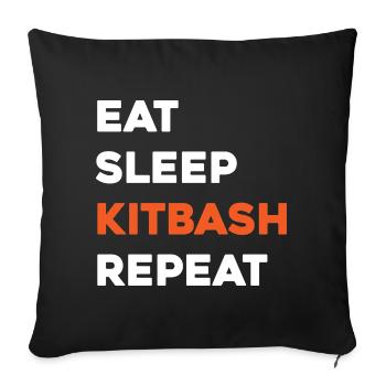 Eat Sleep Kitbash Repeat - Sofa pillowcase 17,3'' x 17,3'' (45 x 45 cm) - black - Front