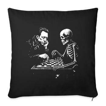 Duel d’échecs Camus et Skeleton - Housse de coussin décorative 45 x 45 cm - noir - Devant