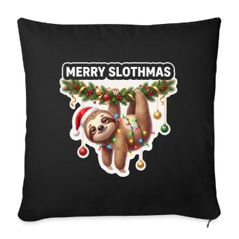 Happy Slothmas String Lights - Sofa pillowcase 17,3'' x 17,3'' (45 x 45 cm) - black - Front