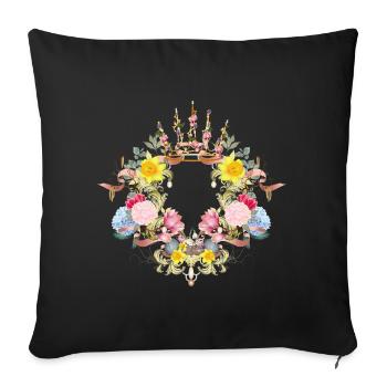 Couronne de fleurs baroque avec de délicats accents printaniers - Housse de coussin décorative 45 x 45 cm - noir - Devant