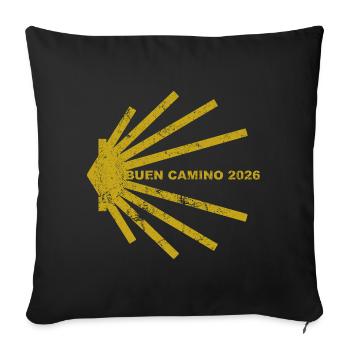 Buen Camino 2026 | Jakobsweg, Pilger, Santiago - Sofakissenbezug 45 x 45 cm - Schwarz - Vorne