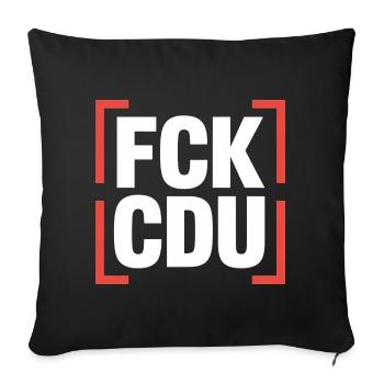 FCK CDU - Logo anti-CDU/CSU - Housse de coussin décorative 45 x 45 cm - noir - Devant