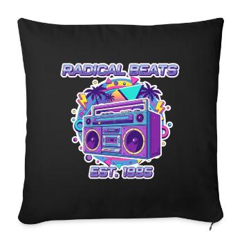 Radical Beats – Design rétro de boombox des années 80 - Housse de coussin décorative 45 x 45 cm - noir - Devant