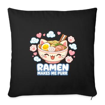 Kawaii Cat Ramen Noodles Anime Cat - Sofa pillowcase 17,3'' x 17,3'' (45 x 45 cm) - black - Front