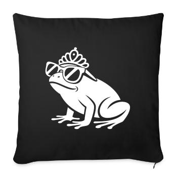 Grenouille avec une couronne et des lunettes de soleil - Housse de coussin décorative 45 x 45 cm - noir - Devant