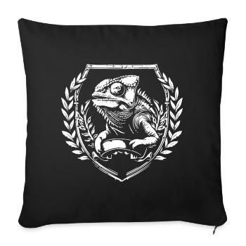 Blason caméléon avec couronne de laurier - Housse de coussin décorative 45 x 45 cm - noir - Devant