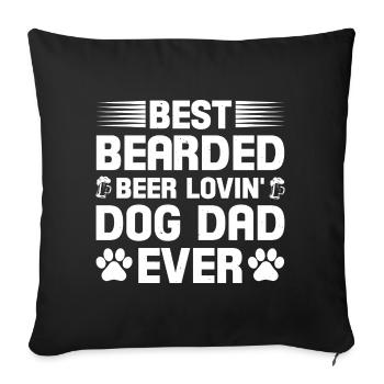 Papa barbu qui aime la bière - Housse de coussin décorative 45 x 45 cm - noir - Devant