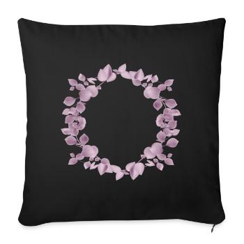 Delicate eucalyptus wreath in dusky pink illustration - Sofa pillowcase 17,3'' x 17,3'' (45 x 45 cm) - black - Front