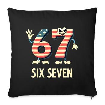 US Flag 67 Memes Six Seven - Sofa pillowcase 17,3'' x 17,3'' (45 x 45 cm) - black - Front