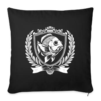 Fish in the coat of arms with laurel - Sofa pillowcase 17,3'' x 17,3'' (45 x 45 cm) - black - Front