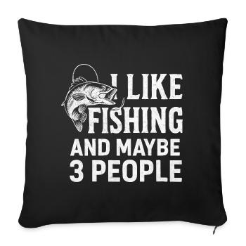 J’aime la pêche et peut-être trois personnes pêcher Angeln - Housse de coussin décorative 45 x 45 cm - noir - Devant