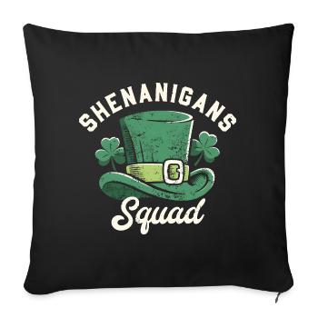 Escouade des Pitreries Chapeau Vert de la Saint-Patrick - Housse de coussin décorative 45 x 45 cm - noir - Devant