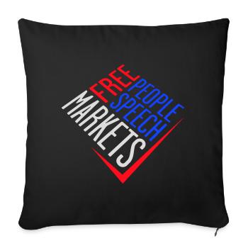 Free Speech Markets People Libertarian Freedom Logo - Sofa pillowcase 17,3'' x 17,3'' (45 x 45 cm) - black - Front