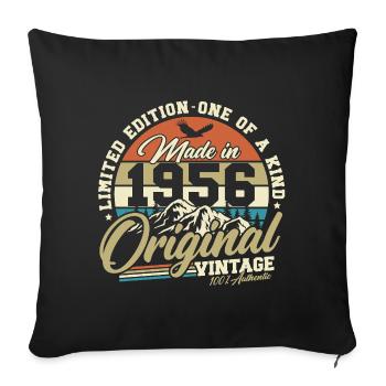 Vintage 1956 Né 70e anniversaire Rétro - Housse de coussin décorative 45 x 45 cm - noir - Devant
