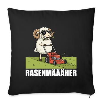 Moutons drôles tondant pelouse - Jardinier tondeur à pelouse - Housse de coussin décorative 45 x 45 cm - noir - Devant