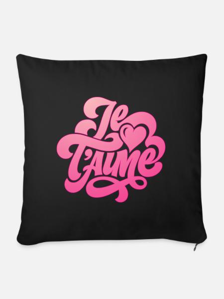 Je t'aime - Ich liebe Dich - Valentinstag - Sofakissenbezug 45 x 45 cm - Schwarz