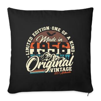 70e anniversaire 1956 Vintage Born Retro - Housse de coussin décorative 45 x 45 cm - noir - Devant