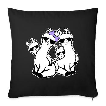 Llamas Mom Kids Family Dad Dad Sunglasses - Sofa pillowcase 17,3'' x 17,3'' (45 x 45 cm) - black - Front