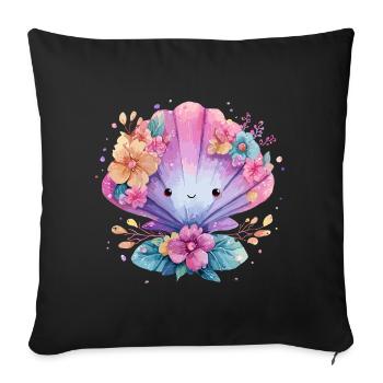 Moule fleurie avec des fleurs joyeuses - Housse de coussin décorative 45 x 45 cm - noir - Devant