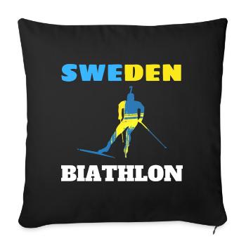 Biathlon Schweden Silhouette blau gelb - Sofakissenbezug 45 x 45 cm - Schwarz - Vorne