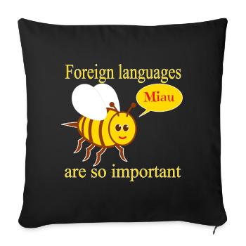 Abeille avec bulle de dialogue - Housse de coussin décorative 45 x 45 cm - noir - Devant