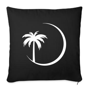 Palm tree in circle silhouette - Sofa pillowcase 17,3'' x 17,3'' (45 x 45 cm) - black - Front