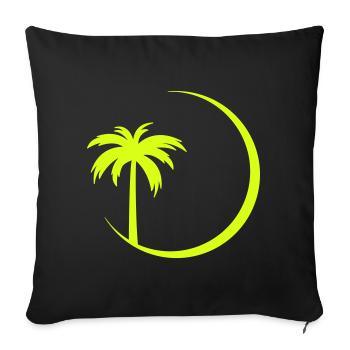 Neon palm tree in a circle - Sofa pillowcase 17,3'' x 17,3'' (45 x 45 cm) - black - Front