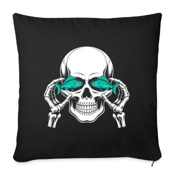 Skull and crossbones with fish - Sofa pillowcase 17,3'' x 17,3'' (45 x 45 cm) - black - Front