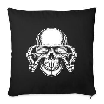 Crâne aux yeux de poisson - Housse de coussin décorative 45 x 45 cm - noir - Devant