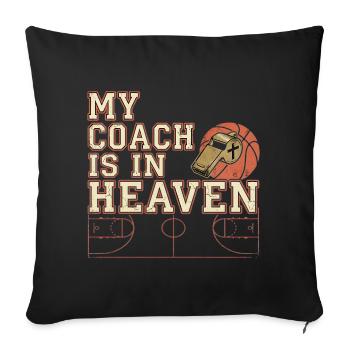 Mon entraîneur est au paradis dans le basket chrétien - Housse de coussin décorative 45 x 45 cm - noir - Devant