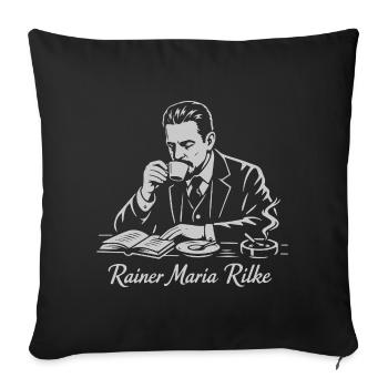Portrait du poète au Rilke Cafe - Housse de coussin décorative 45 x 45 cm - noir - Devant