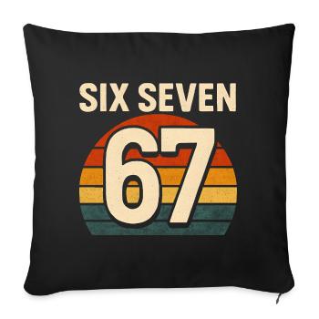 Six Seven 67 Italian Brainrot Retro Sunset Meme - Sofa pillowcase 17,3'' x 17,3'' (45 x 45 cm) - black - Front