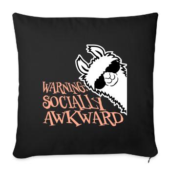 Lama Warning Socially Awkward Sonnenbrille Alpaka - Sofakissenbezug 45 x 45 cm - Schwarz - Vorne