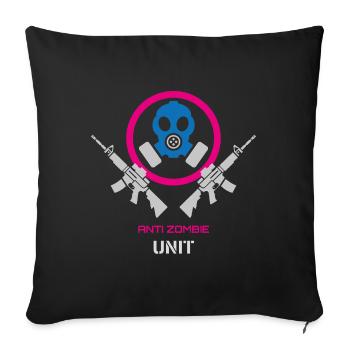 Anti Zombie Unit – Gas Mask Neon Design - Sofa pillowcase 17,3'' x 17,3'' (45 x 45 cm) - black - Front