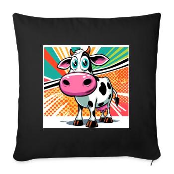 cow - Sofa pillowcase 17,3'' x 17,3'' (45 x 45 cm) - black - Front