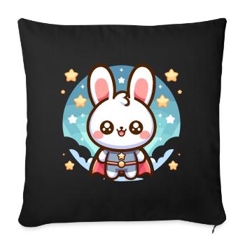 Helden Häschen Superheld Kaninchen - Sofakissenbezug 45 x 45 cm - Schwarz - Vorne