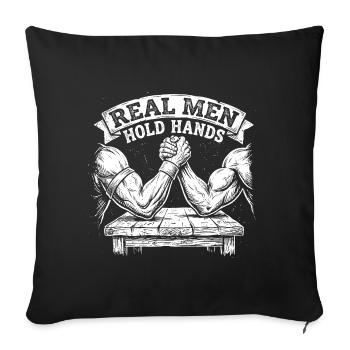 Arm Wrestling – Real Men Holding Hands - Sofa pillowcase 17,3'' x 17,3'' (45 x 45 cm) - black - Front