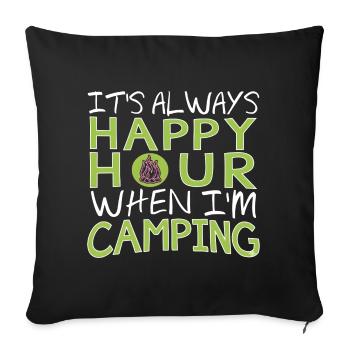 C’est toujours l’heure de l’apéro quand je campe - Housse de coussin décorative 45 x 45 cm - noir - Devant