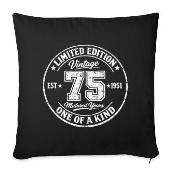 75 Ans Vintage 1951 Édition Limitée Cadeau - Housse de coussin décorative 45 x 45 cm - noir - Devant
