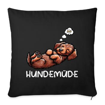 Hundemüde Rauhaardackel Dackel Dackelbesitzer  - Sofakissenbezug 45 x 45 cm - Schwarz - Vorne