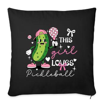 Coquette Pickleball Girl Cute Pickle - Sofa pillowcase 17,3'' x 17,3'' (45 x 45 cm) - black - Front