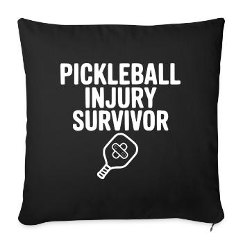 Survivant d’une blessure au pickleball - Housse de coussin décorative 45 x 45 cm - noir - Devant