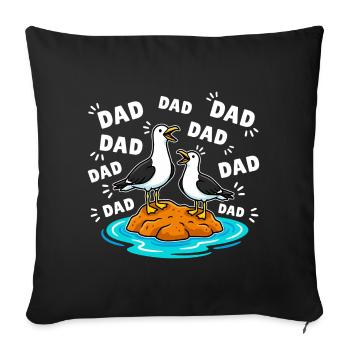 Papa Papa Papa - Drôles Mouettes Enfants - Housse de coussin décorative 45 x 45 cm - noir - Devant