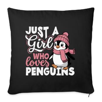 Pingouin mignon - Cadeau pour l’amoureux des manchots - Housse de coussin décorative 45 x 45 cm - noir - Devant