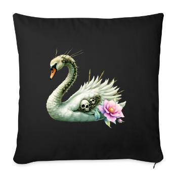 Dark Swan with Skulls and Flowers - Sofa pillowcase 17,3'' x 17,3'' (45 x 45 cm) - black - Front