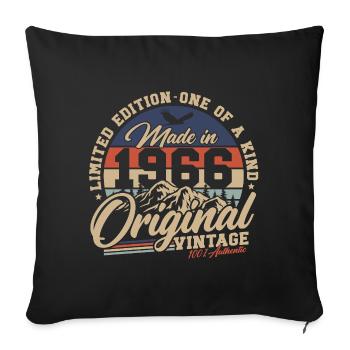 60e anniversaire 60 ans 1966 Né - Housse de coussin décorative 45 x 45 cm - noir - Devant