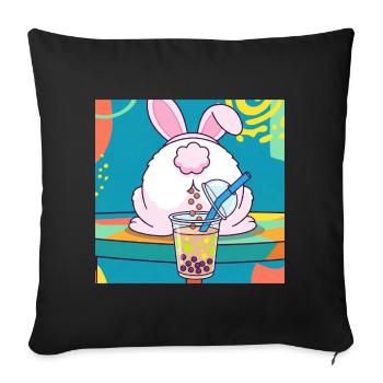 Bubble Tea Boba Drôle de Lapin mignon - Housse de coussin décorative 45 x 45 cm - noir - Devant